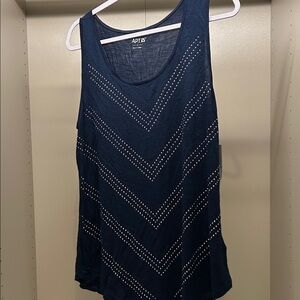 Navy Apt 9 Chevron studded tunic tank NWT